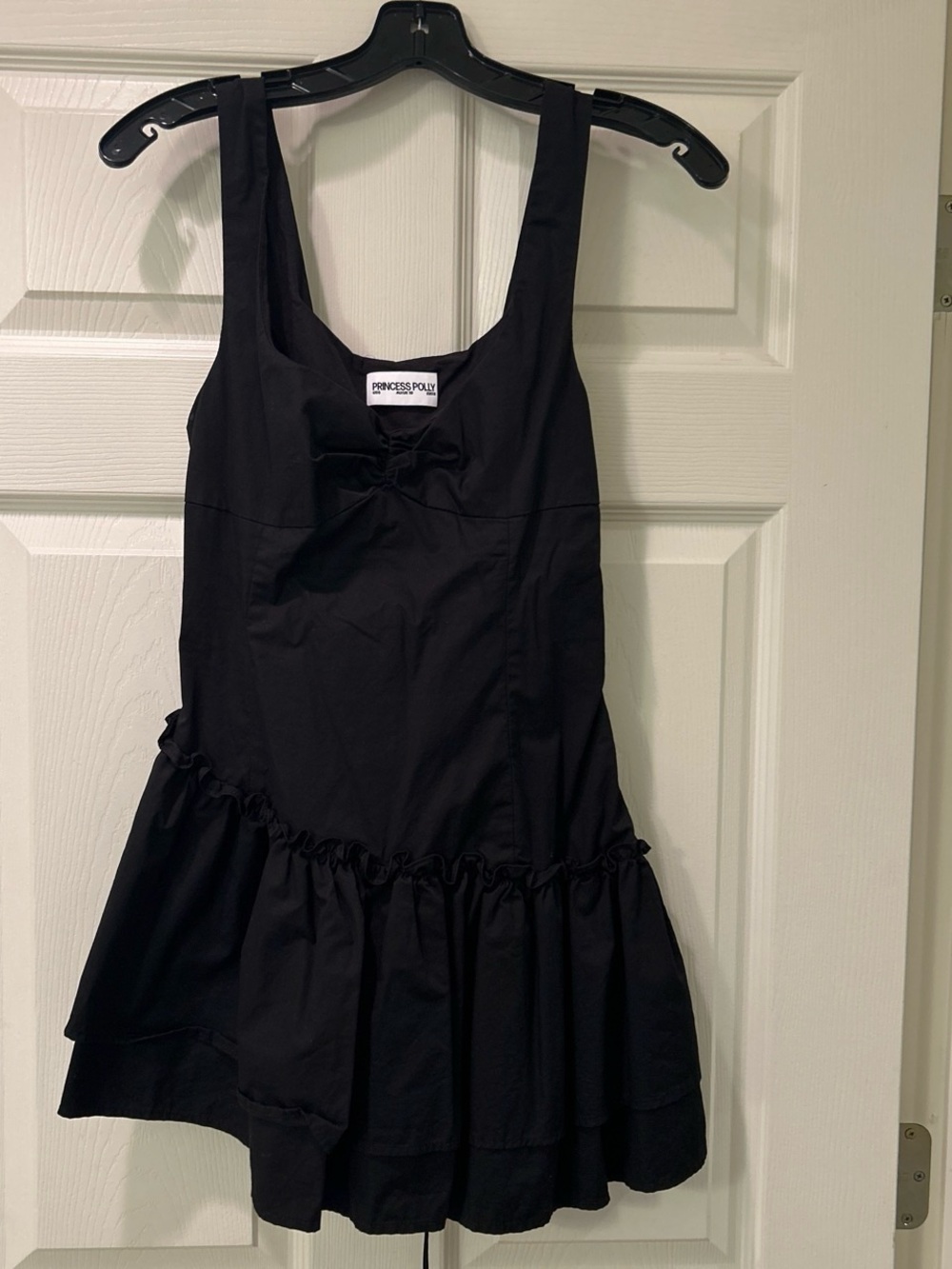 Princess Polly Black Ruffle Hem Mini Dress. Shorts underneath!
